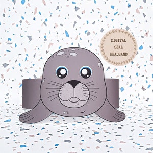 Sigillo corona di carta, cappello di carta animale per bambini, download istantaneo corona di carta Animali, fascia per feste digitale, maschera da festa stampabile, cappello PDF