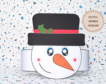 Snowman paper crown, Christmas paper hat for kids, instant download winter  paper crown, Digital party headband, printable party mask