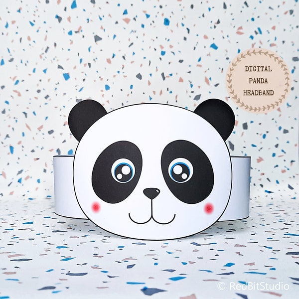 Panda paper crown, Animal paper hat for kids, instant download paper crown Animals, Digital party headband, printable party mask, PDF hat