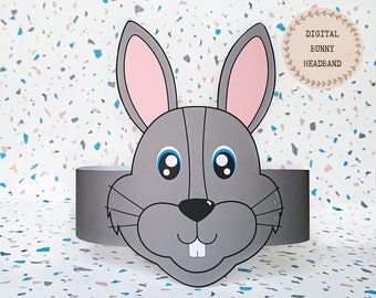 Bunny paper crown, Animal paper hat for kids, instant download paper crown Animals, Digital party headband, printable party mask,