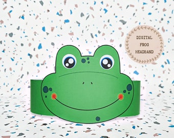 Frosch Papier Krone, Tier Papier Hut für Kinder, sofortiger Download Papier Krone Tiere, Digital Party Haarband, bedruckbare Party Maske, DIY PDF Hut