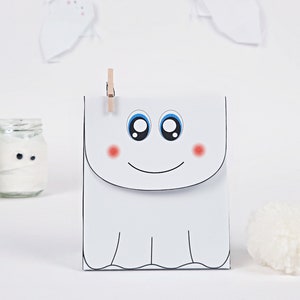 Ghost gift box printable, Favor box Halloween, template to assemble box, Halloween Treat Bag, PDF Templates, instant download candy box