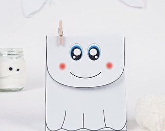 Ghost gift box printable, Favor box Halloween, template to assemble box, Halloween Treat Bag, PDF Templates, instant download candy box