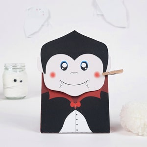Dracula gift box printable, Favor box Halloween, template to assemble box, Halloween Treat Bag, PDF Templates, instant download candy box