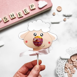 Sheep Lollipop, instant download lollipop holder,PDF file, Digital party sucker holder, printable party lolly, animal lollypop