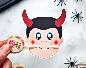Devil Lollipop, instant download lollipop holder, Digital party sucker holder, printable party lolly, Halloween lollypop favor, PDF file