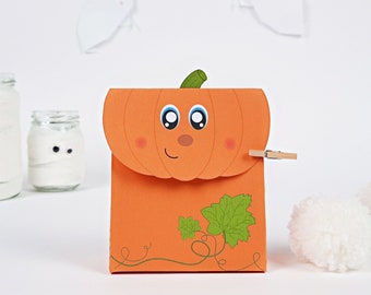 Pumpkin gift box printable, Favor box Halloween, template to assemble box, Halloween Treat Bag, PDF Templates, instant download candy box