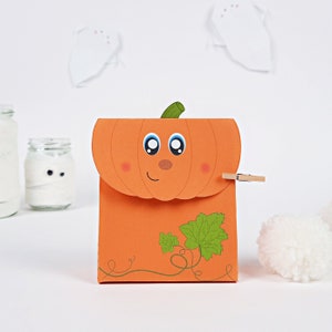 Pumpkin gift box printable, Favor box Halloween, template to assemble box, Halloween Treat Bag, PDF Templates, instant download candy box