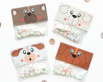 Dog bag topper, Birthday treat bag toppers, instant download favor bag topper, Digital bag tags, printable goody bag, DIY PDF loot bag
