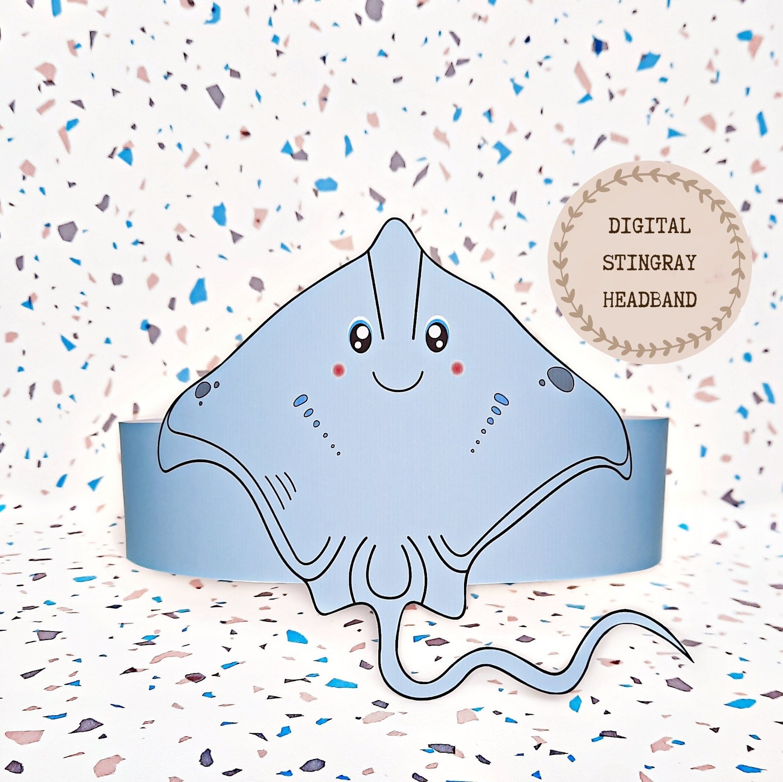 String Ray Hat Stingray Paper Crown, Animal Paper Hat for Kids, Instant Download Paper ...