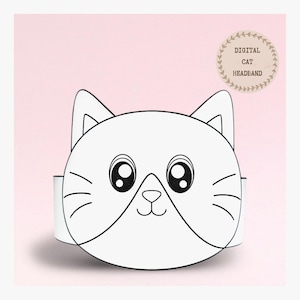 Cat paper coloring crown,Animal paper hat for kids,instant download paper crown Animals,Digital party headband,printable party mask,PDF file