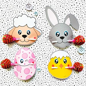 Easter Lollipop,instant download,Easter Egg lollipop holder,PDF Digital party sucker holder,printable party lolly,Sheep lollypop,Bunny Lolly