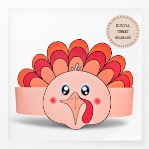 Turkey paper crown, Thanksgiving paper hat for kids, instant download paper crown Birds, Digital party headband,printable party mask,PDF hat