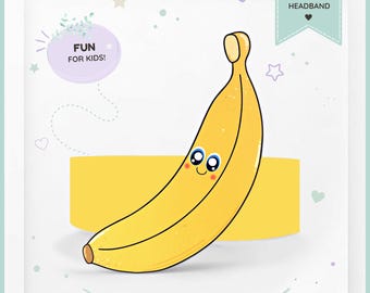 Banana paper crown,Fruit paper hat for kids, instant download paper crown Fruits, Digital party headband, printable party mask, PDF hat