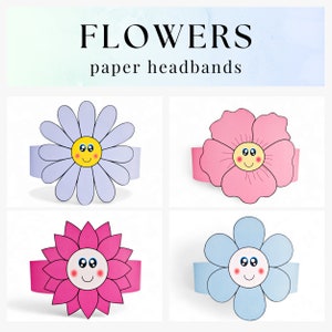 4 corone di carta di fiori, cappelli di carta di fiori per bambini, corone di carta con download istantaneo, fasce per feste digitali, maschere per feste stampabili
