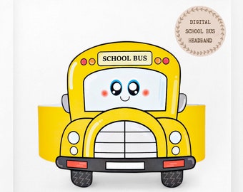 School Bus paper crown,Back to school paper hat for kids, instant download paper crown, Digital party headband, printable party mask,PDF hat