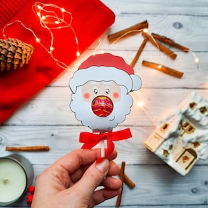 Pirulito de Papai Noel, suporte para pirulito para download instantâneo, arquivo PDF, suporte para pirulito de festa digital, pirulito de festa para impressão, pirulito de Natal