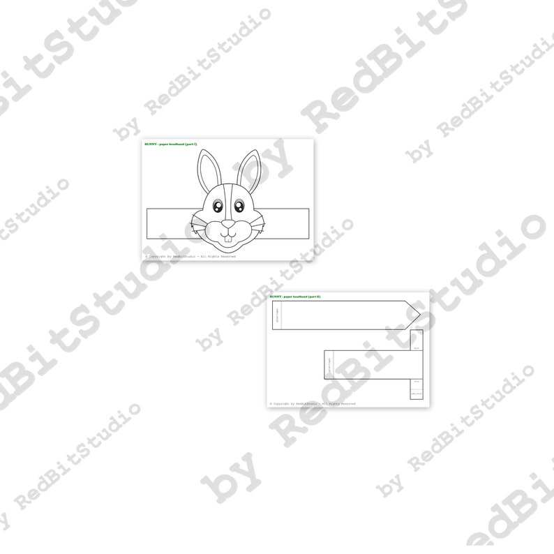 Printable Rabbit Harness Template Bunny Paper Coloring Crown, Rabbit Paper Hat for Kids, Instant Download ...