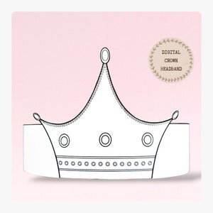 Queen Crown paper coloring headband, Animal paper hat for kids, instant download paper crown Animals, Digital party headband