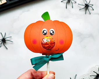 Pumpkin Lollipop, instant download lollipop holder,PDF file, Digital party sucker holder, printable party lolly, Halloween party lollypop