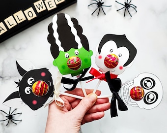 Halloween Lollipop, instant download lollipop holder, Digital party sucker holder, printable party lolly, Pumpkin lollypop favor, PDF file