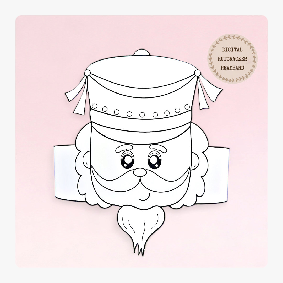 Nutcracker paper coloring crown,Christmas paper hat for kids,instant download paper crown, Digital party headband, printable party mask