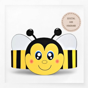 Corona di carta a forma di ape, cappello di carta a forma di animale per bambini, corona di carta a forma di insetti con download immediato, fascia per feste digitale, maschera per feste stampabile, cappello in PDF