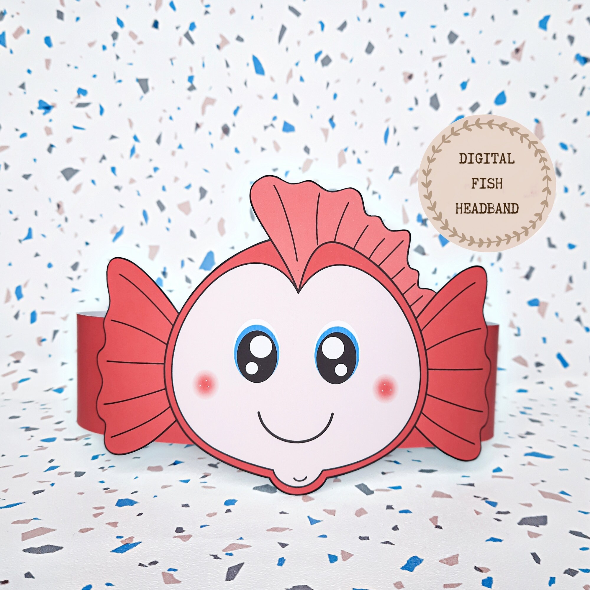 Fish Paper Crown, Animal Paper Hat for Kids, Instant Download