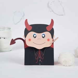 Devil gift box printable, Favor box Halloween, template to assemble box, Halloween Treat Bag, PDF Templates, instant download candy box