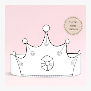 Princess Crown paper coloring headband, Animal paper hat for kids, instant download paper crown Animals, Digital party headband