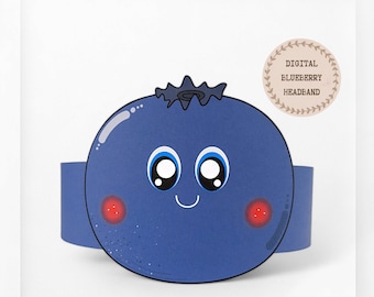 Blueberry paper crown,Fruit paper hat for kids, instant download paper crown Fruits, Digital party headband, printable party mask, PDF hat