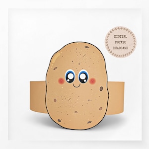 Potato paper crown,Vegetable paper hat for kids,instant download paper crown Vegetables,Digital party headband,printable party mask,PDF hat