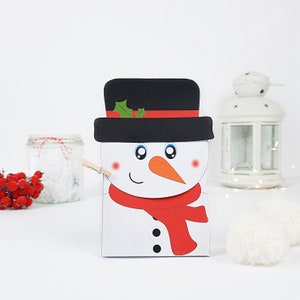 Snowman gift box printable, Favor box Christmas, template to assemble box, Christmas Treat Bag PDF Templates,instant download candy box