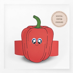 Pepper paper crown,Vegetable paper hat for kids,instant download paper crown Vegetables,Digital party headband,printable party mask,PDF hat
