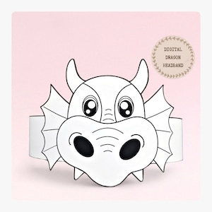 Drache Krone aus Papier, zum Ausmalen, Krone für Kinder, digitales Party Haarband, druckbare Party Krone, zum Ausmalen