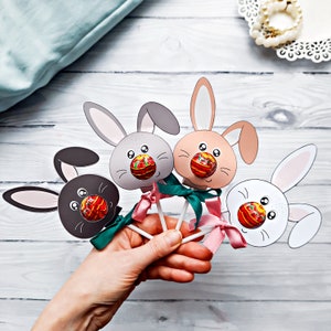 Bunny Lollipop, Rabbit Instant Download Lollipop Holder,pdf File, Easter Digital Party Sucker ...