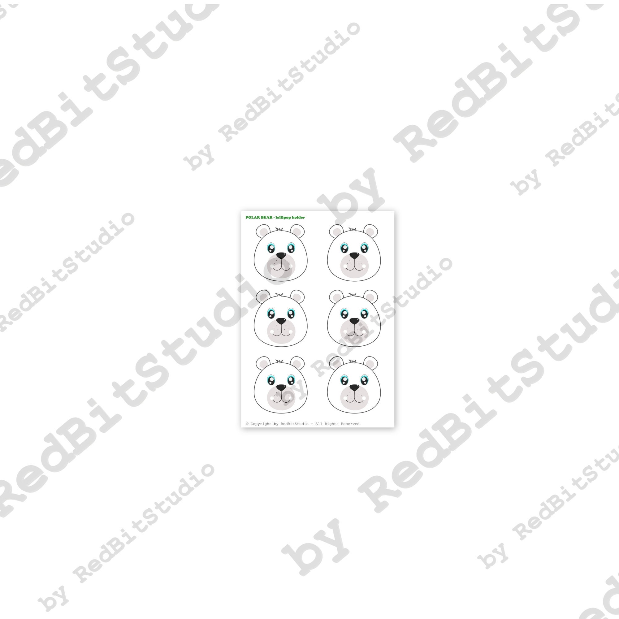 Polar Bear Lollipop,instant Download Lollipop Holder,digital Party ...