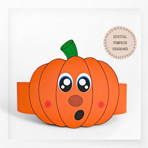 Pumpkin paper crown, Halloween paper hat for kids, instant download paper crown, Digital party headband, printable party mask, DIY PDF hat