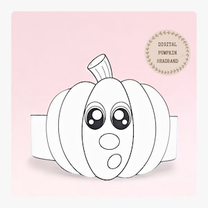 Pumpkin paper coloring crown, Halloween hat for kids, instant download paper crown, Digital party headband, printable party mask