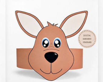 Kangaroo paper crown, Animal paper hat for kids, instant download paper crown Animals, Digital party headband, printable party mask, PDF hat