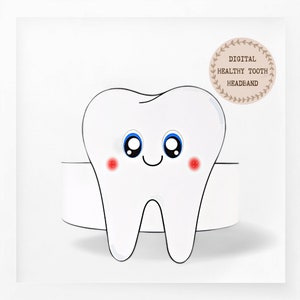 Corona di carta per denti sani, cappello di carta per bambini, download istantaneo dei denti della corona di carta, fascia per feste digitali, maschera per feste stampabile, cappello PDF