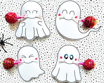 Ghost Lollipop, instant download lollipop holder, Digital party sucker holder, printable party lolly, Halloween lollypop favor, PDF file