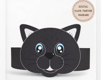 Black Panther paper crown, Animal paper hat for kids, instant download paper crown Animals, Digital party headband, printable party mask,PDF