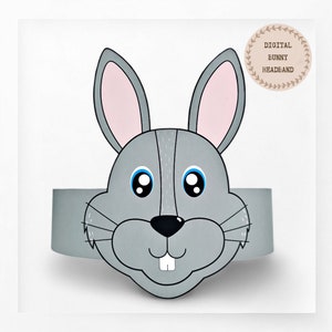 Bunny paper crown, Animal paper hat for kids, instant download paper crown Animals, Digital party headband, printable party mask,