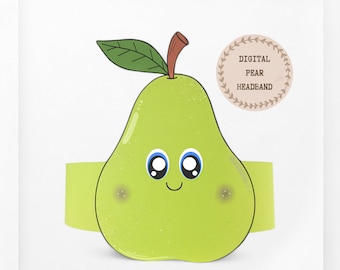 Pear paper crown,Fruit paper hat for kids, instant download paper crown Fruits, Digital party headband, printable party mask, PDF hat