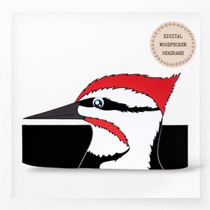 Woodpecker paper crown, Bird paper hat for kids, instant download paper crown Animals, Digital party headband, printable party mask, PDF hat