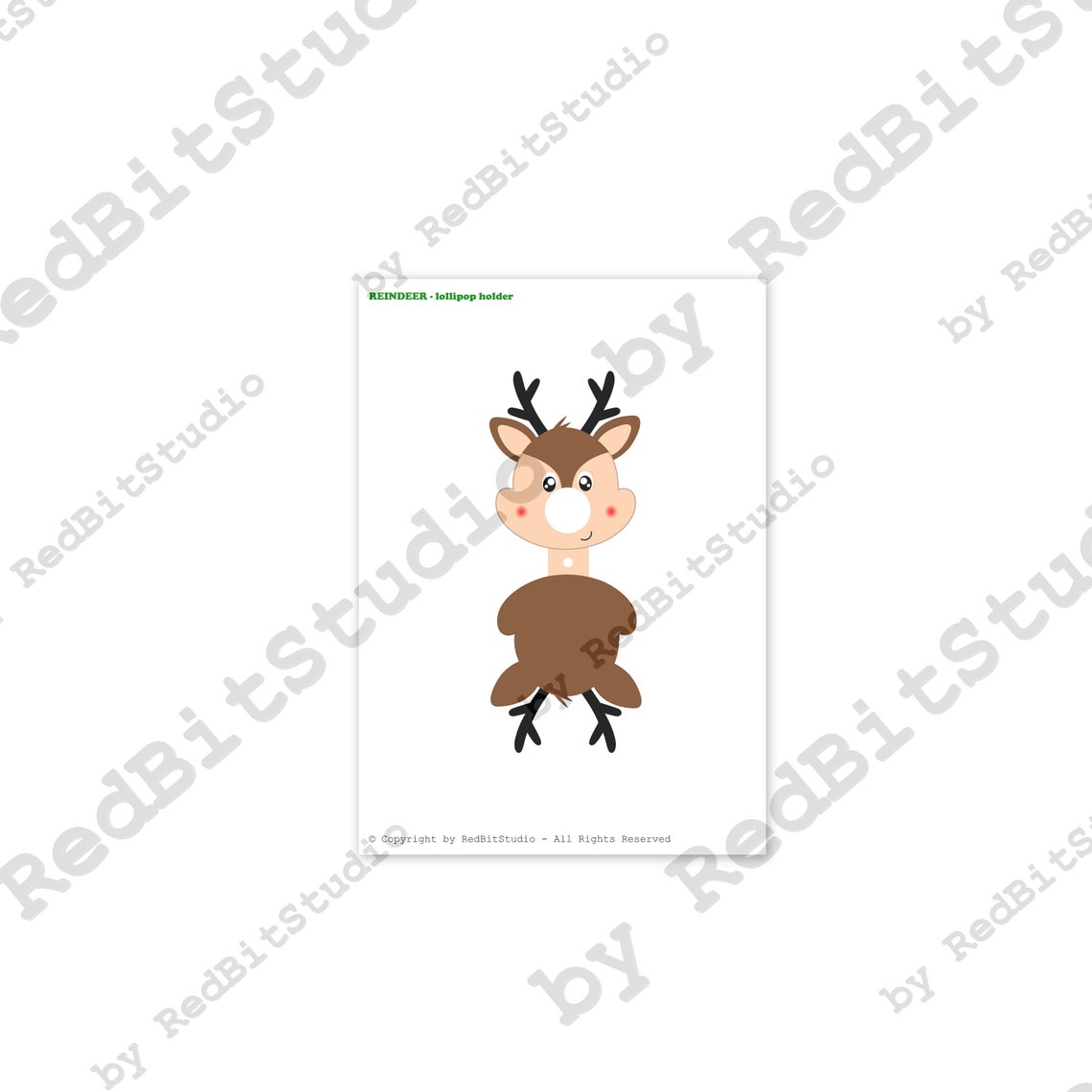 Reindeer Lollipop Instant Download Lollipop Holderpdf File | Etsy