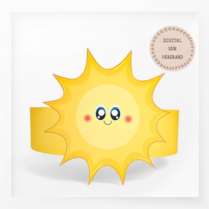 Corona di carta solare, cappello di carta meteorologica per bambini, download istantaneo corona di carta Astronomia, fascia per feste digitale, maschera da festa stampabile
