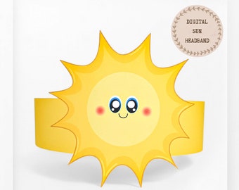 Couronne en papier soleil, chapeau en papier météo pour enfants, couronne en papier téléchargement instantané astronomie, bandeau de fête numérique, masque de fête imprimable