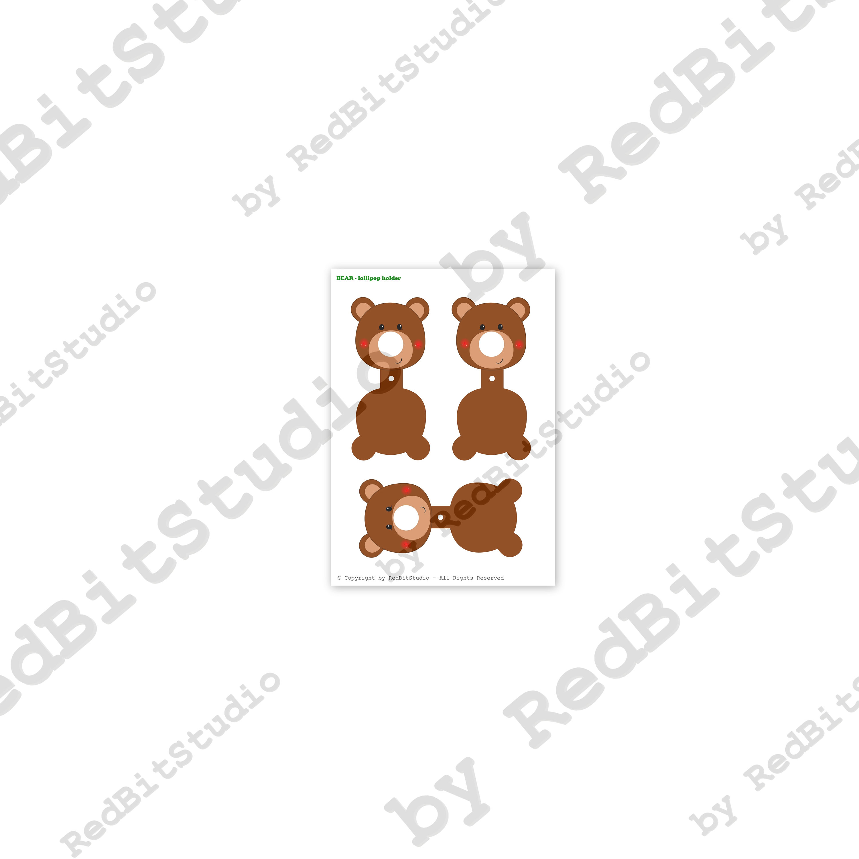 Bear Lollipop, Instant Download Lollipop Holder,pdf File, Digital Party ...